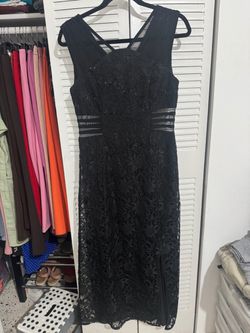 Black Lace Midi Cocktail Dress - 8P