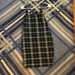 Plaid black and White midi