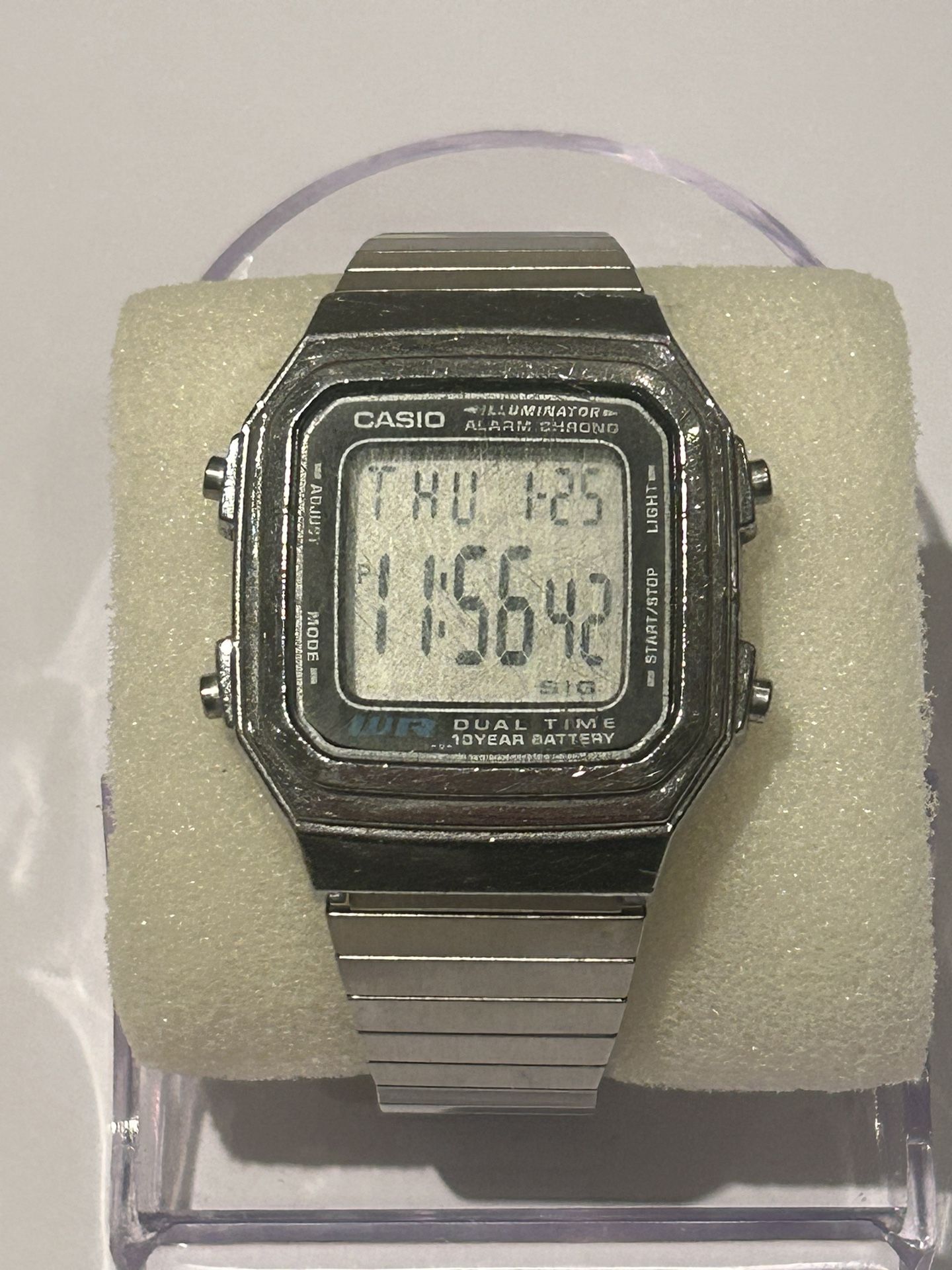 Casio Men Watch A178W Stainless Stretch 100m Light Date Alarm Chron Dual Quartz