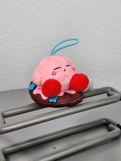 2.5" Kirby Sleeping on Chocolate Doughnut Keychain Charm Plush