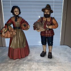 Set of 2 Paste Pilgrim Couple 12” Tall