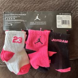 Six Pack Infant Toddler, Jordan Sock Size 12 To 24 Months
