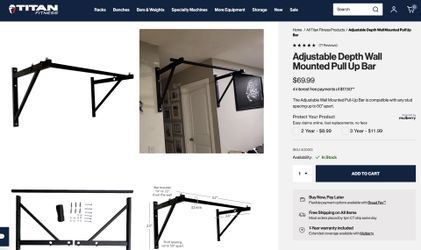 Pull Up Bar, Wall Mounted, Titan Fitness