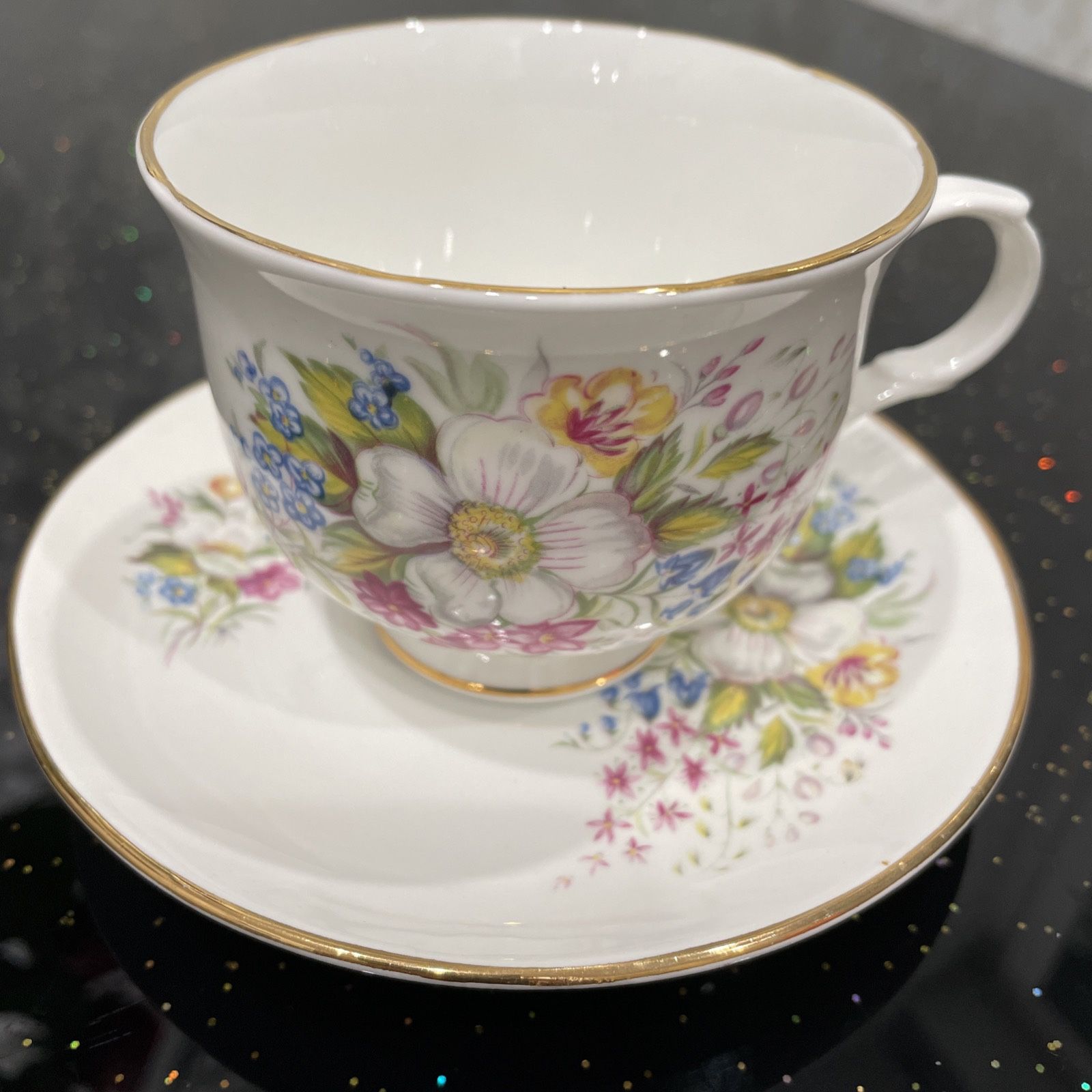 VTG Sadler Wellington Tea Cup & Saucer Floral Bone China Made In England
