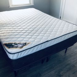 Mattress+Box Queen Size Pillow top Medium 12”thick Comfort+Quality Brand New We Finance We Deliver