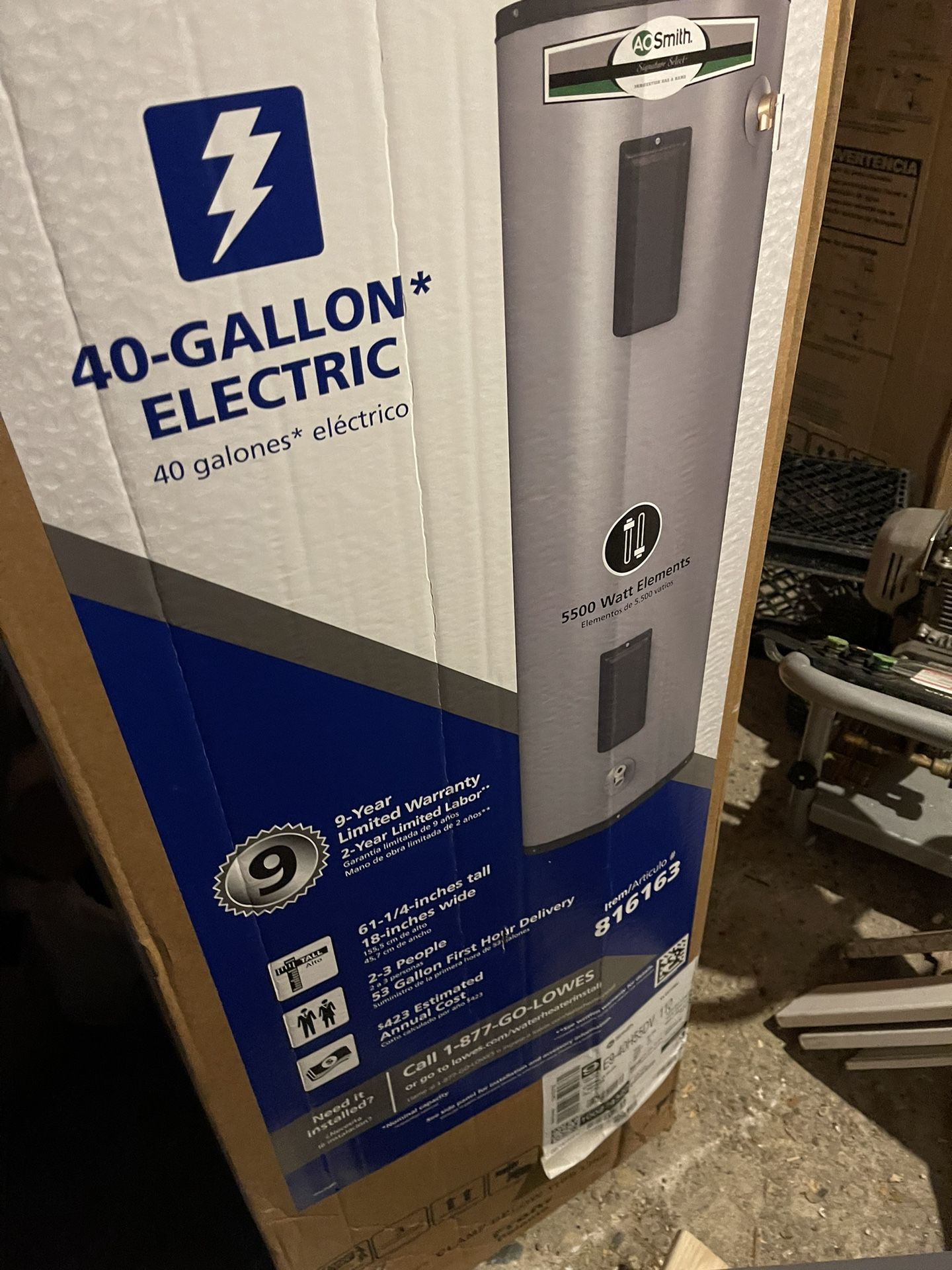 Hot Water Tank Electric 40 Gallon