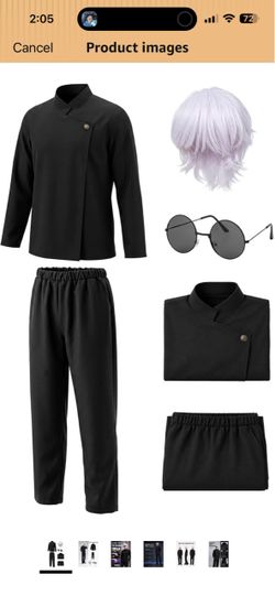 Mens Anime Cosplay Costume Set with White Wig and Glasses School Uniform Outfit for Halloween Party