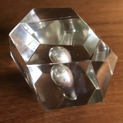 Faceted Glass Pen Holder Paperweight