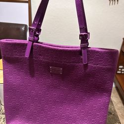 Michael Kors Signature Print Canvas Purple Tote