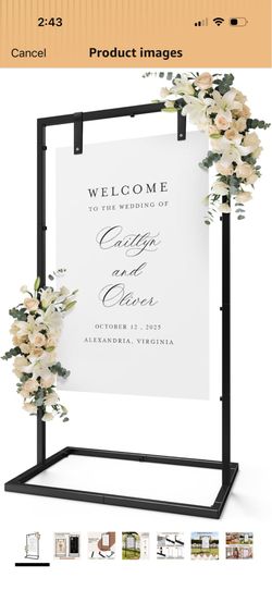 IPOW Wedding Sign Holder, Adjustable Welcome Wedding Sign Stand, Heavy Duty Easel Stand for Sign, Wedding Seating Chart Stand, Easel for Display, Squa