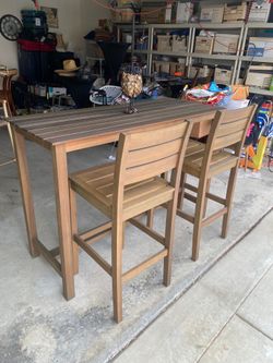 3-Piece Solid Wood Bar / Patio Dining Set (Like New) Furniture