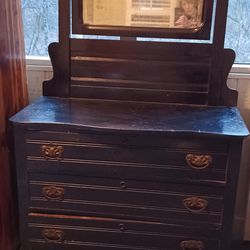Black Antique Dresser With Mirror