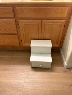 Step stool white storage drawer