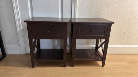 Side tables with drawers brown small