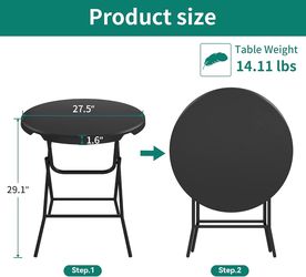 2 tables 32 Inch Round Folding Table for Outdoor/Indoor, Lightweight Foldable Table w/Thick Table Top and Sturdy Metal Frame, Ideal for Patio Backyard