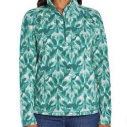 Eddie Bauer (S) Women’s Quarter Zip Polar Fleece Pullover Sz M Teal White NWT