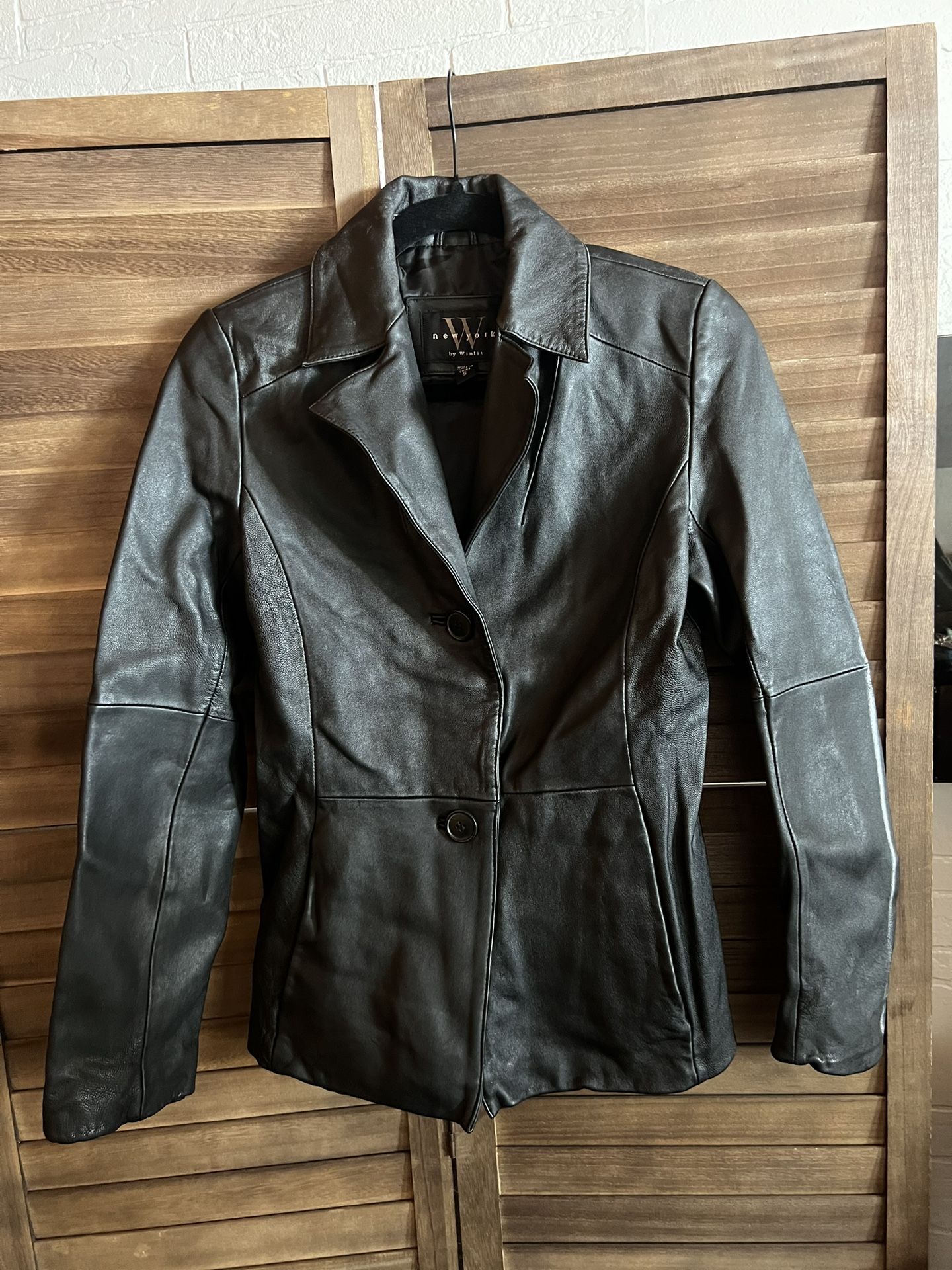 Black Vintage Leather Blazer Jacket by Winlit