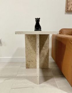 Travertine End Table