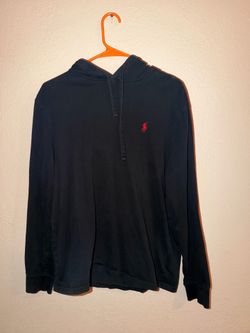 Polo Ralph Lauren Men's Hooded T-Shirt Black Red Pony Lightweight Hoodie Medium