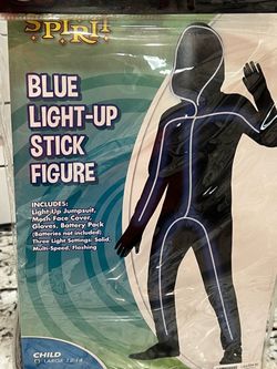 Blue Light-Up Stick Figure Halloween Costume