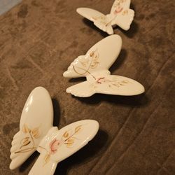 3 Ceramic Pink Butterflies 