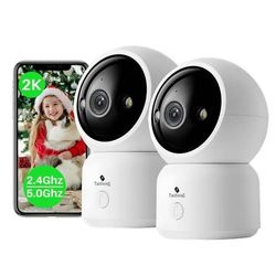 Indoor Surveillance Cameras 2 Pack 360 Degree Rotation