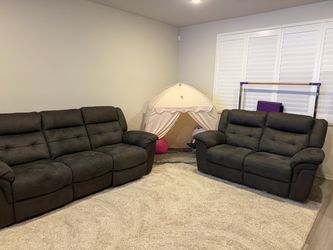 Brown microfiber sofa set