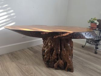 Large Rustic Live Edge Solid Wood Coffee Table With Tree Root Base 44ā Unique Handmade
