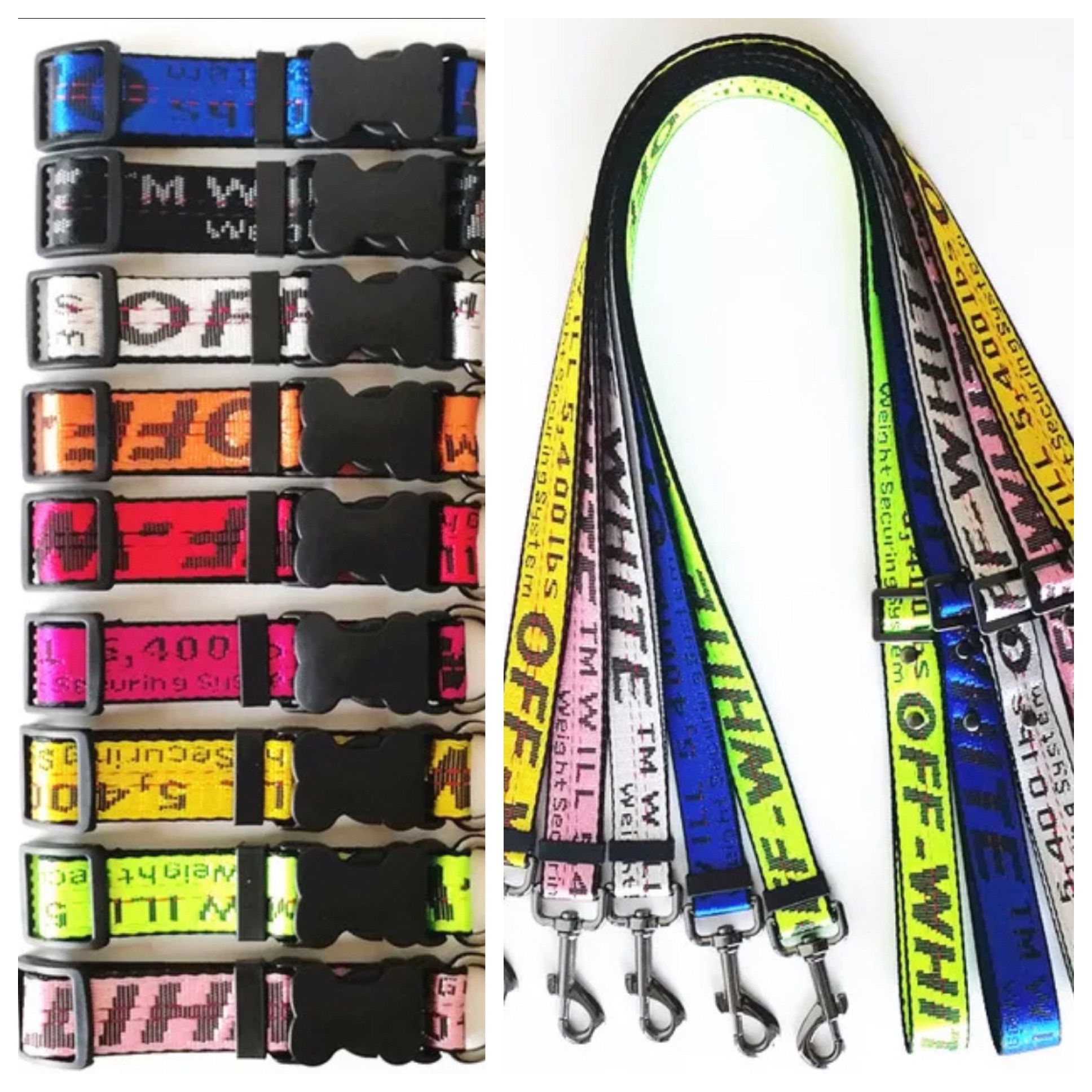 “Off-White” Dog Leash & Collar Set