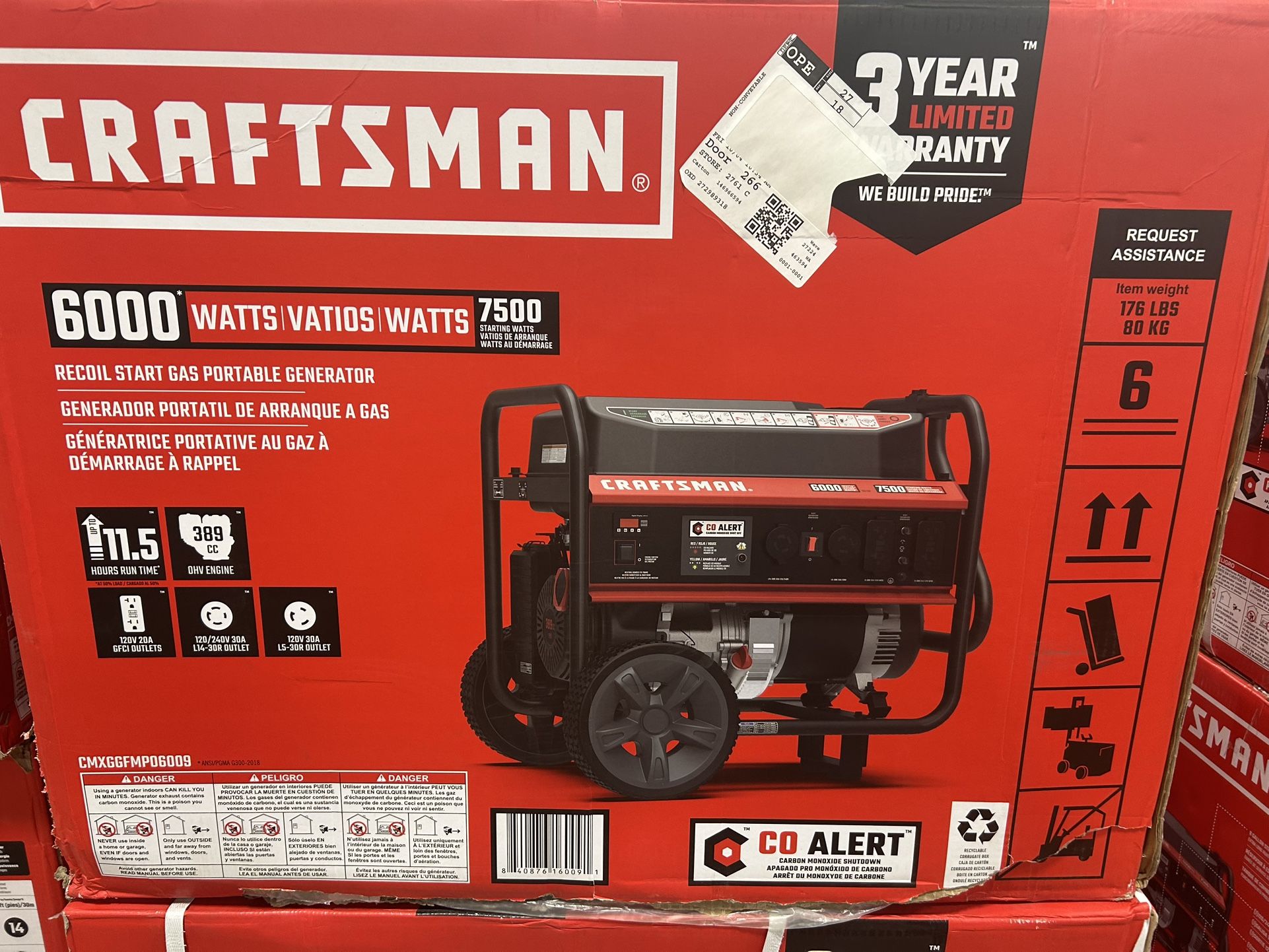 New In Box Craftsman 6000 Watt Generator 
