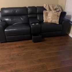Real Leather Recliner Loveseat Couch