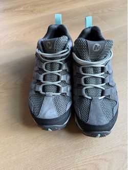 Merrell Alverstone Mid GTX women's hiking boots in a grey "Storm" colorway