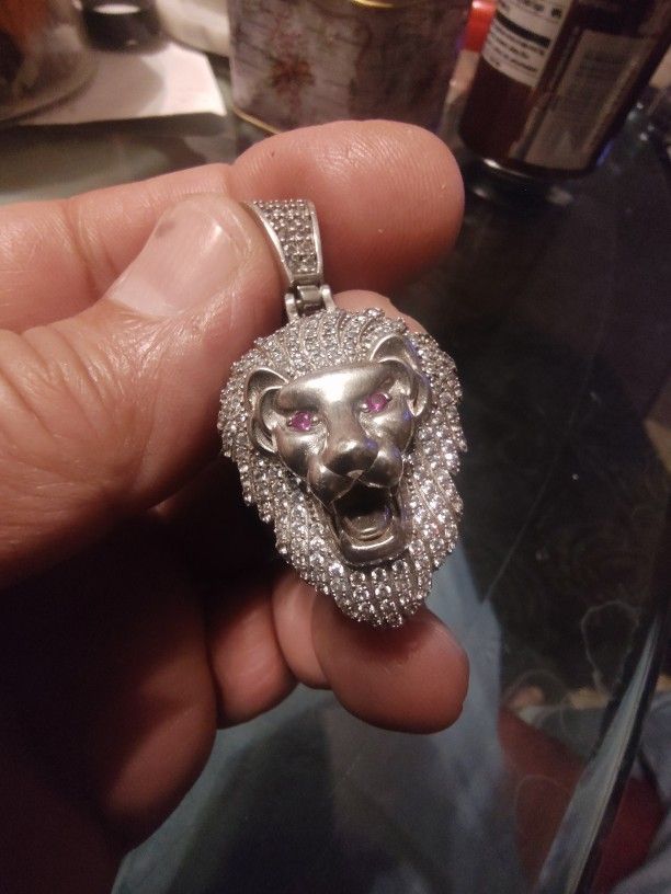Lion Head Sterling Silver Pendant