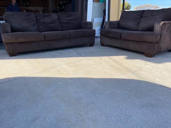 Dark Brown Couch & Loveseat