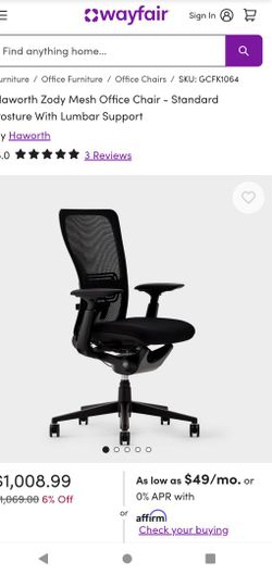 Great Condition Hayworth Zody Chair With Lumbar