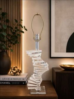 Luxury Vintage Lucite Spiral Table Lamp – 1970s Karl Springer Style
