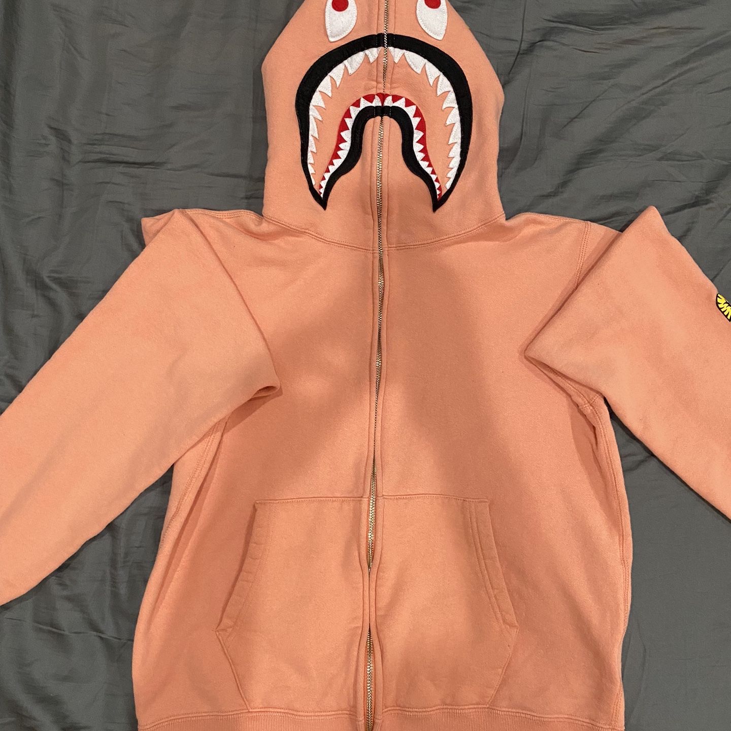 Bape Shark Hoodie Zip Up Peach Used Size Medium for Sale in Mesa