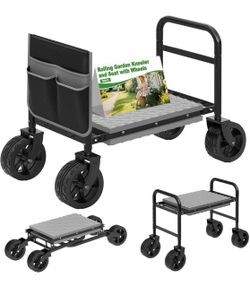 Garden Kneeler and Seat with 360° Wheels: 3-in-1 Rolling Gardning Stool