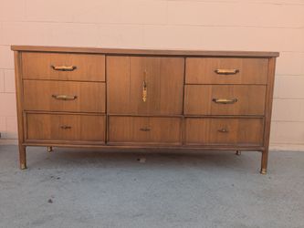 Mid-Century Modern Walnut Dresser with Brass Hardware