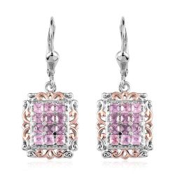 Premium Madagascar Pink Sapphire Cluster Earrings - new! 