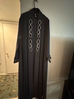 Black Abaya with White Embroidery