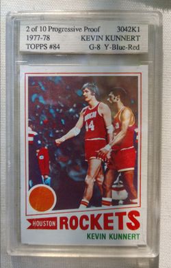 Rare 1977 Topps Vault Progressive Proof #84 Kevin Kunnert - Houston Rockets