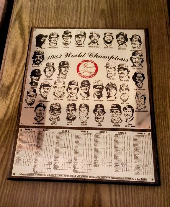 VINTAGE 1982 WORLD SERIES PLAQUE
