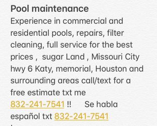 Weekly pool cleaning