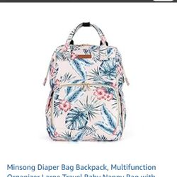 Pink With Leaf Print Diaper Bag 