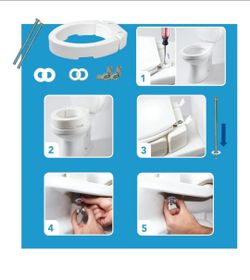 Raised Toilet Seat Riser with Hardware