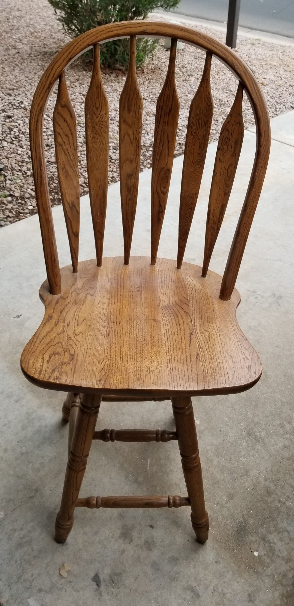 2 solid oak swivel bar stools