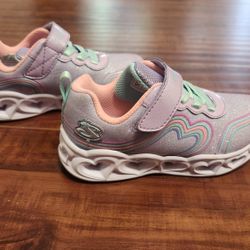 Girls Purple Sketchers Heart Lights Size 10