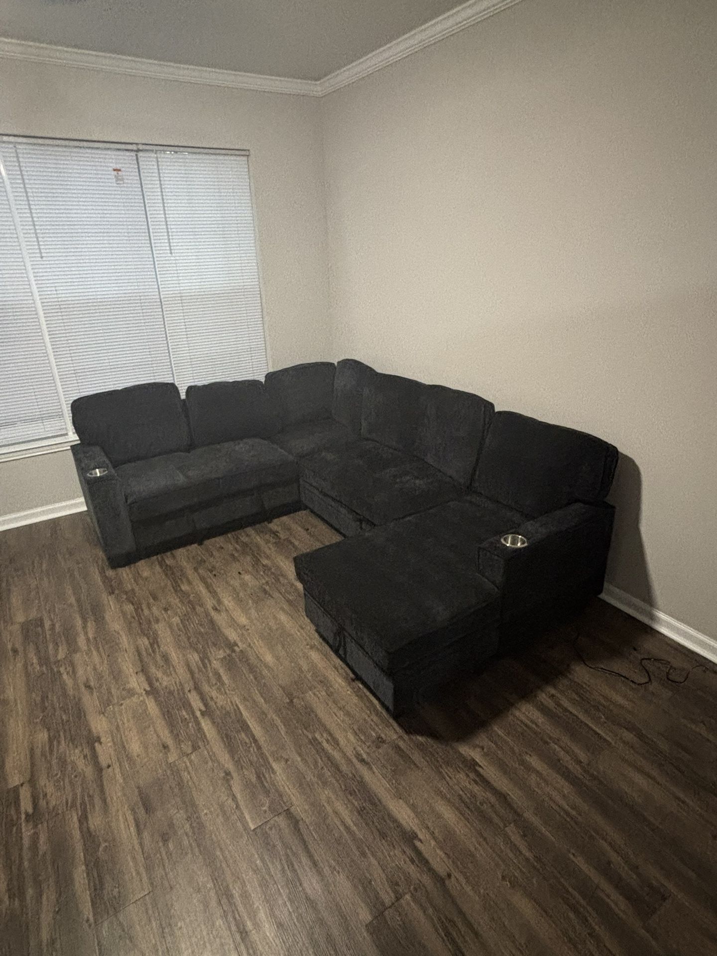 BRAND NEW BLACK U-Shaped Sectional W/ Storage Space - Pull Out Sectional And USB Charging