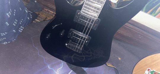Black Left handed Ibanez guitar